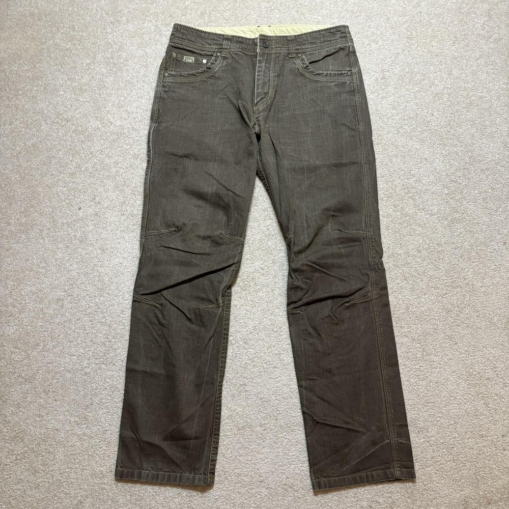 Kuhl Riot Jeans Mens 34x32 Brown Regular Fit Straight Denim Pants Casual